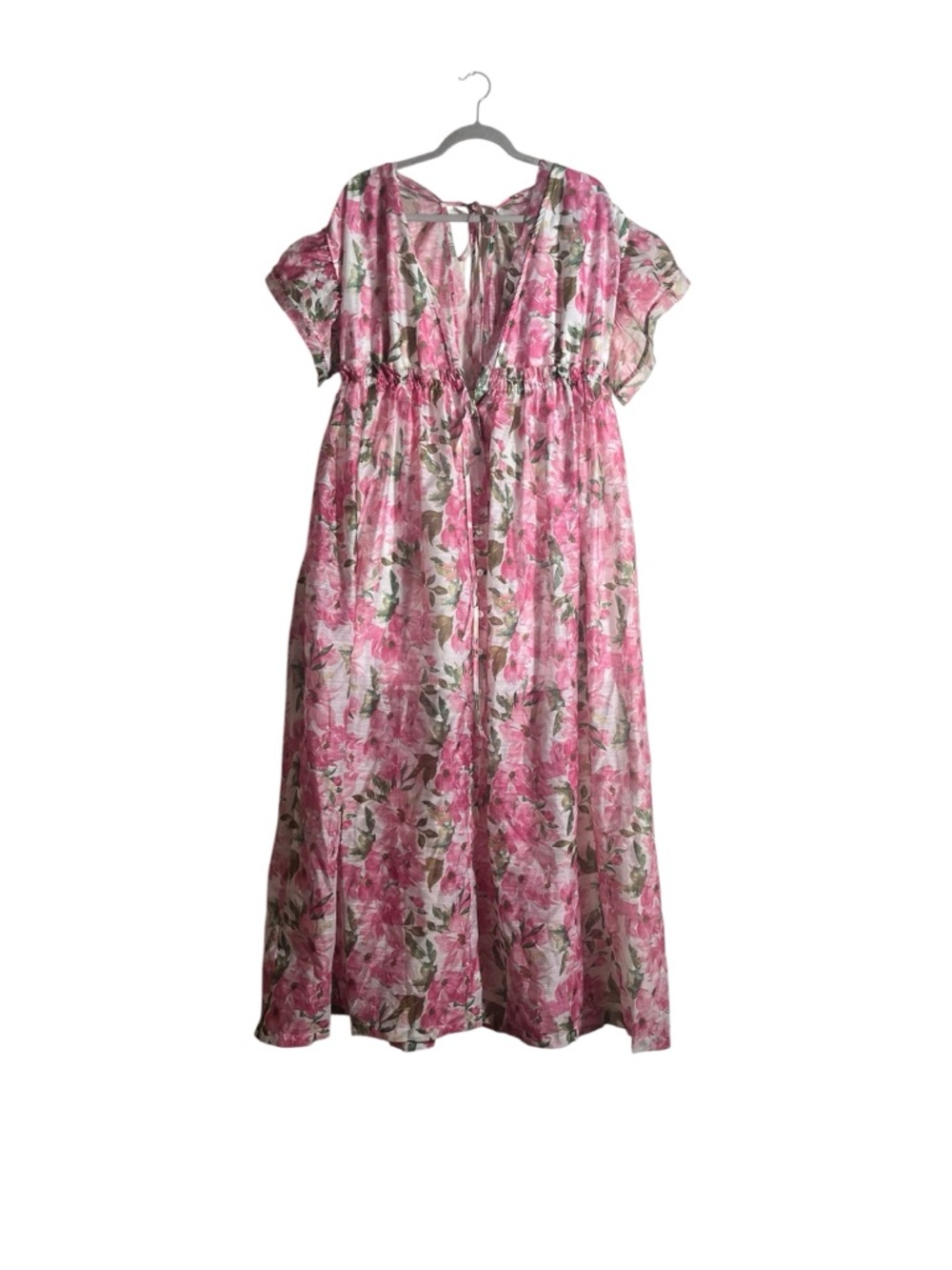 Three Sisters One Closet Floral Maxi Dress Pink‎ Cottagecore Sheer Boho L